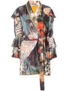 Patbo Peacock Print Robe Jacket - Blue