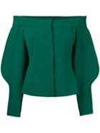 Natasha Zinko Off-shoulders Long Blouse, Women's, Size: 36, Green, Wool/acetate/cupro