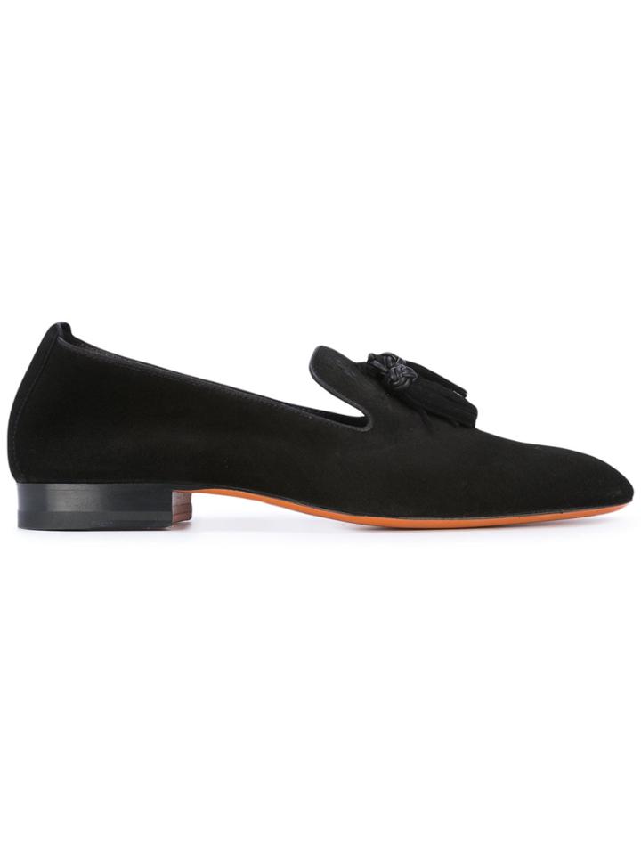Santoni Tassel Appliques Loafers - Black