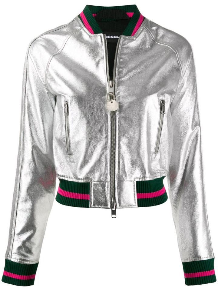 Diesel Metallic Bomber Jacket - Silver