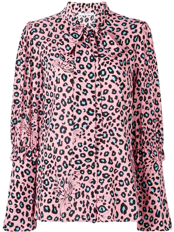 Vivetta Leopard Print Pussy Bow Blouse - Pink