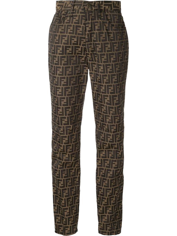 Fendi Pre-owned Zucca Pattern Long Pants - Brown