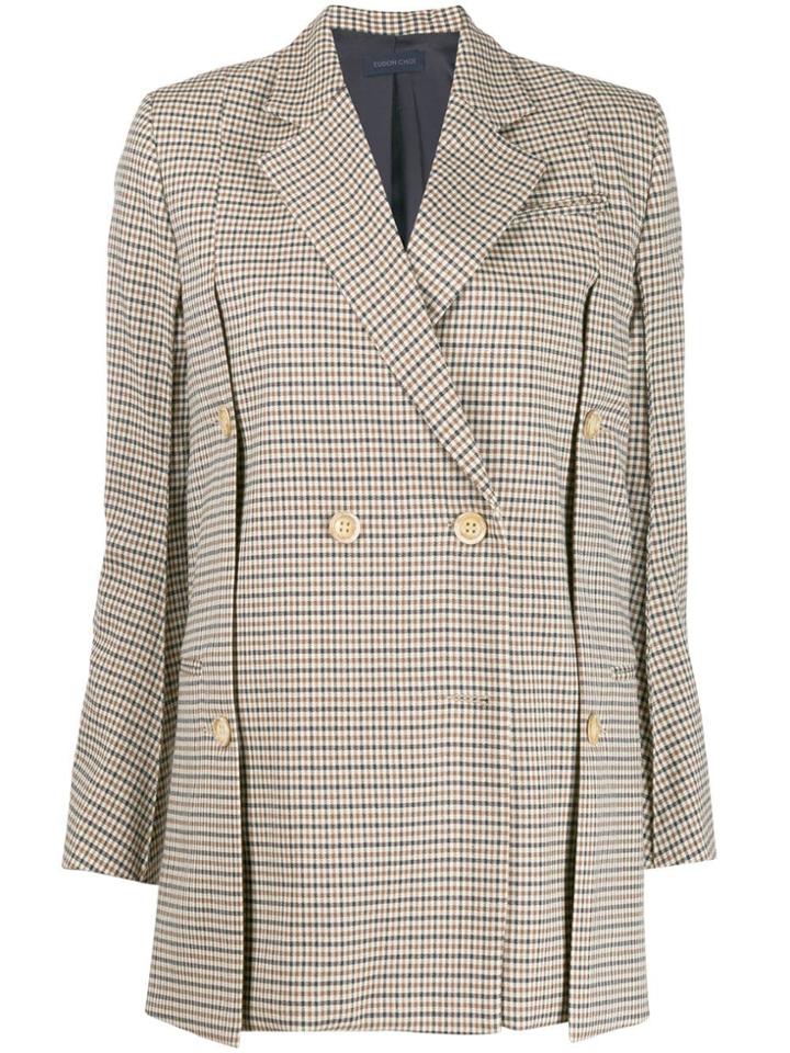 Eudon Choi Check Pattern Blazer - Brown