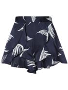 C/meo - Wing Print Shorts - Women - Silk - M, Blue, Silk