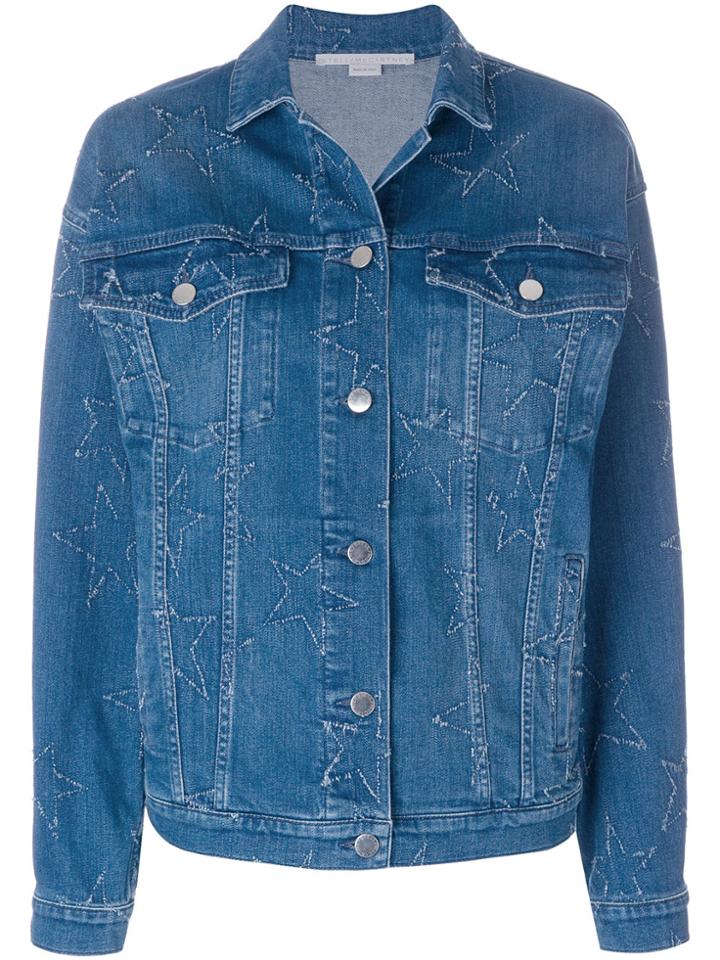 Stella Mccartney Distressed Star Denim Jacket - Blue