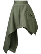 Monse - Pointy Asymmetric Skirt - Women - Cotton - 6, Green, Cotton