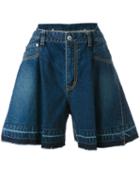 Sacai - Flared Denim Shorts - Women - Cotton - 2, Blue, Cotton