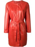 Sylvie Schimmel Belted Leather Coat - Red