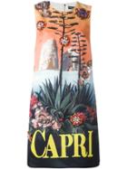 Dolce & Gabbana Capri Print Embellished Dress - White