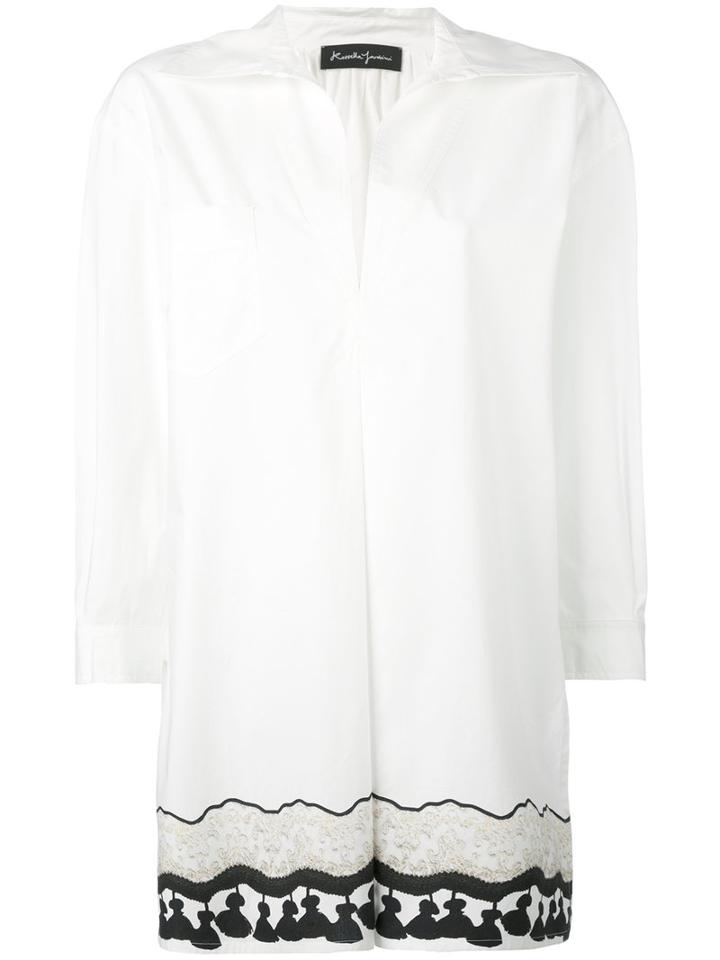 Rossella Jardini - Long Tassel Print Shirt - Women - Cotton - 42, White, Cotton