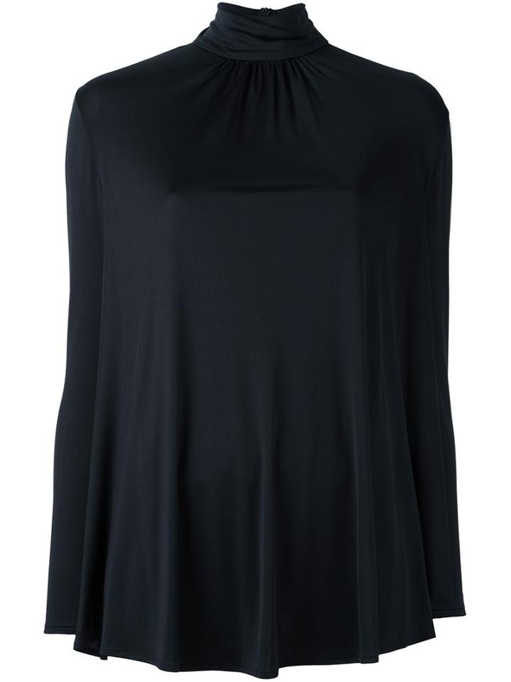 Valentino Funnel Neck Blouse, Women's, Size: 42, Black, Silk