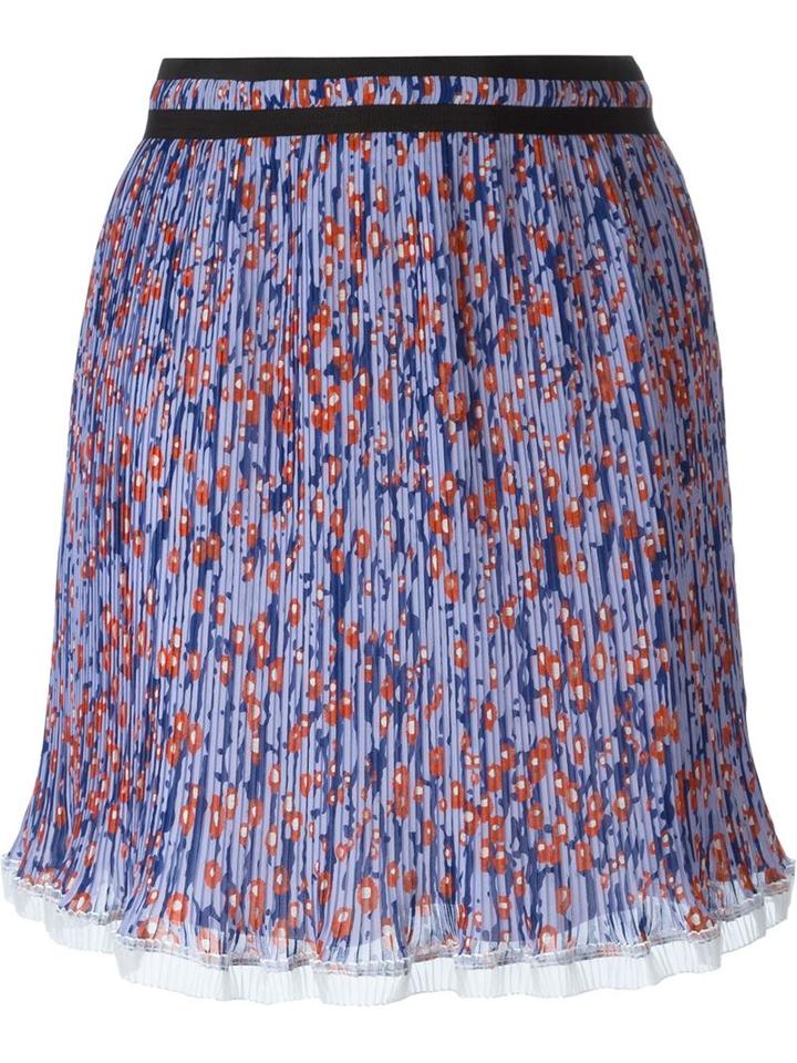 Carven Pleated Mini Skirt, Women's, Size: 38, Pink/purple, Polyester