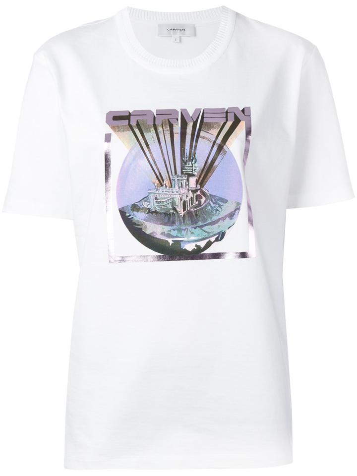 Carven - Print Patch T-shirt - Women - Cotton - L, White, Cotton