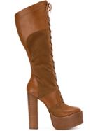 À La Garçonne Platform Lace Up Boots - Brown