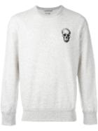 Alexander Mcqueen Cross Stitch Skull Sweatshirt, Men's, Size: Xl, Grey, Cotton
