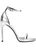 Saint Laurent Jane Sandals, Women's, Size: 38.5, Grey, Leather