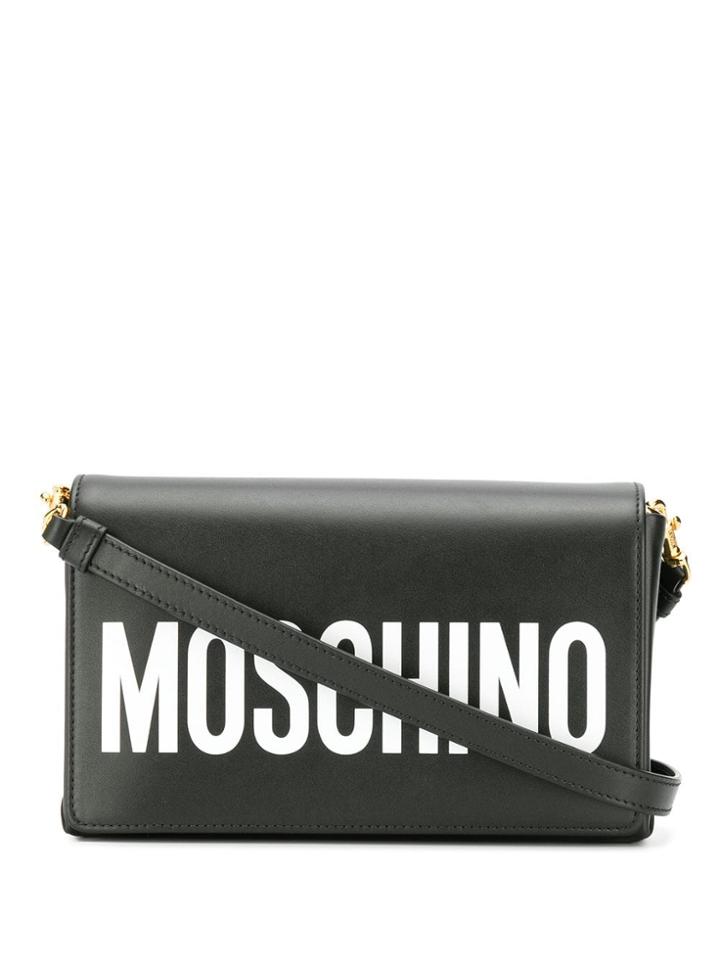Moschino Logo Flap Shoulder Bag - Black