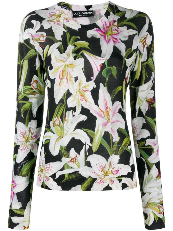 Dolce & Gabbana Floral-print Jumper - Black