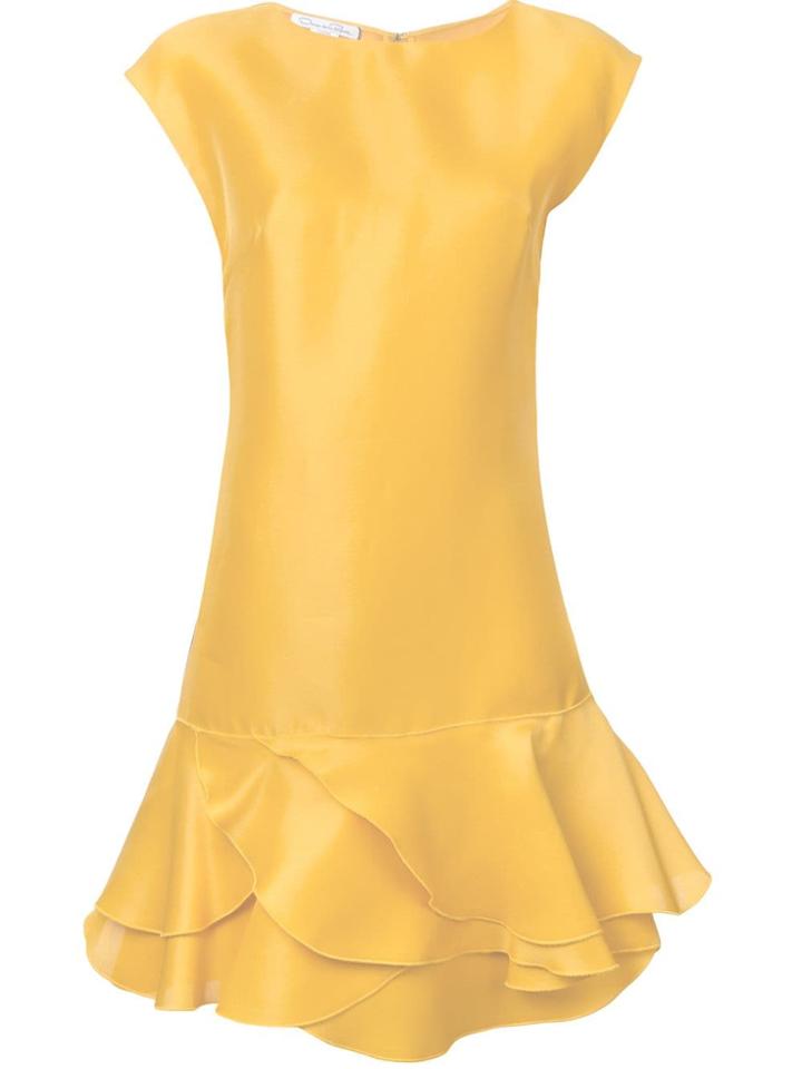 Oscar De La Renta Ruffle Detail Cocktail Dress - Yellow