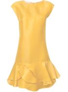 Oscar De La Renta Ruffle Detail Cocktail Dress - Yellow