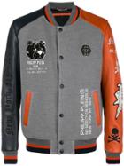 Philipp Plein Mismatch Sleeve Bomber Jacket - Grey