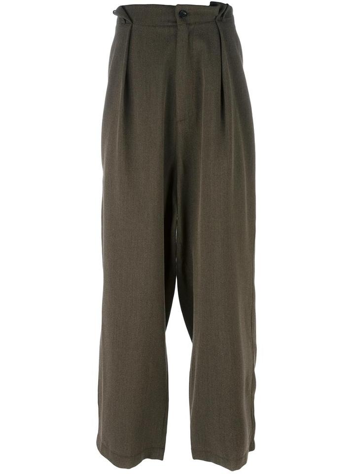 Société Anonyme 'pleats' Trousers, Adult Unisex, Size: Large, Green, Wool
