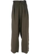 Société Anonyme 'pleats' Trousers, Adult Unisex, Size: Large, Green, Wool
