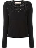 Marni Embellished Sweater, Women's, Size: 44, Black, Cotton/acrylic/polyester/glass