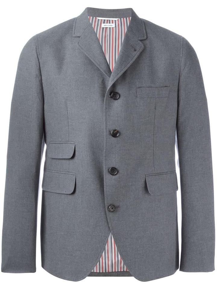 Thom Browne Three Button Blazer, Men's, Size: 1, Grey, Cotton/cupro