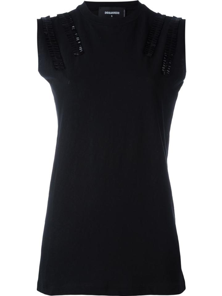 Dsquared2 Pvc Detail Top, Women's, Size: Medium, Black, Cotton/pvc