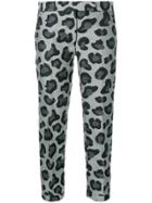 Thom Browne Leopard Wool & Silk Jacquard Lowrise Skinny Trouser - Grey