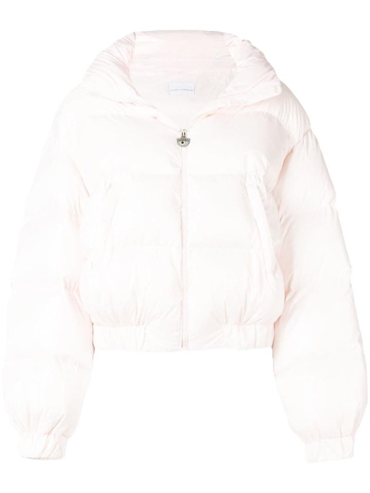 Chiara Ferragni Embroidered Logo Puffer Jacket - Pink & Purple