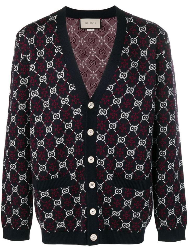 Gucci Gg Motif Cardigan - Blue