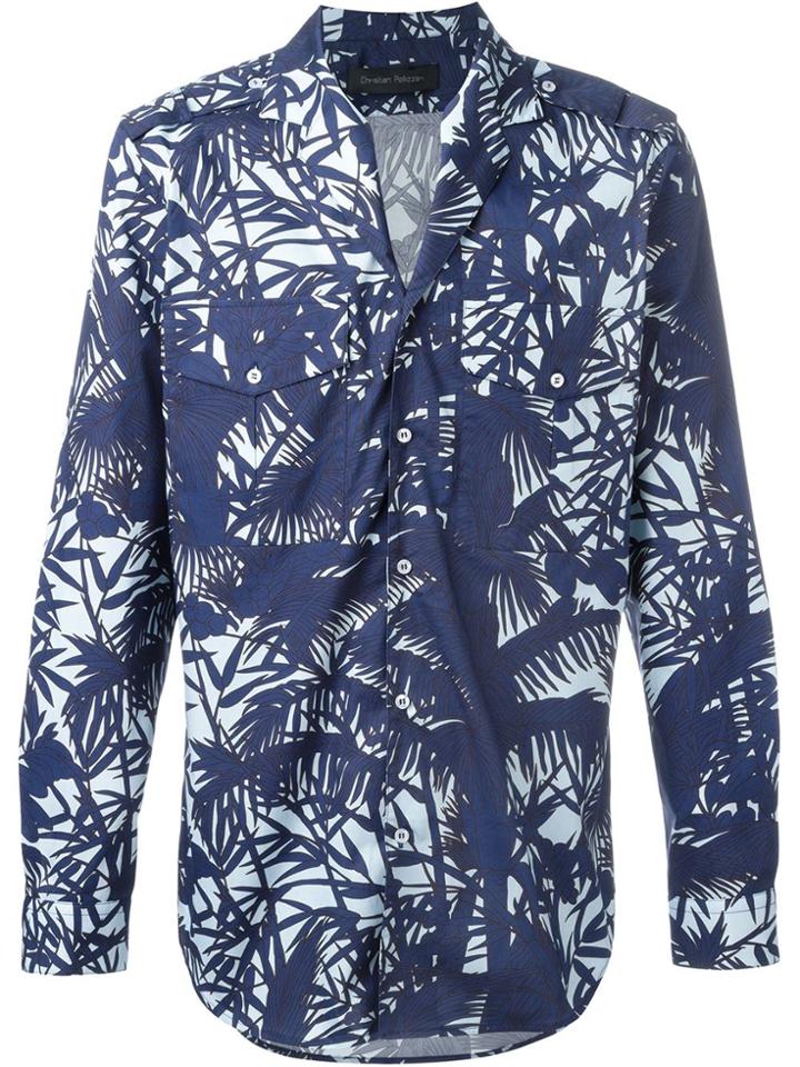 Christian Pellizzari Patch Pocket Printed Shirt - Blue