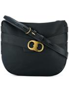 Tory Burch Metallic Buckle Shoulder Bag, Women's, Black, Leather