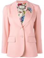 Gucci Floral Appliqué Blazer, Women's, Size: 42, Nude/neutrals, Silk/cotton/spandex/elastane