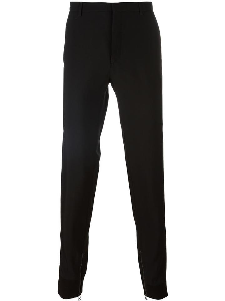 Lanvin Zip Jogging Trousers, Men's, Size: 52, Black, Viscose/virgin Wool/polyamide/cotton