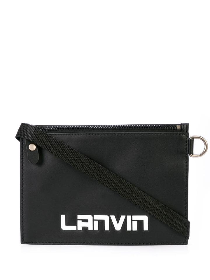 Lanvin Logo Embossed Messenger Bag - Black