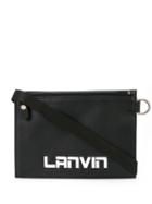 Lanvin Logo Embossed Messenger Bag - Black