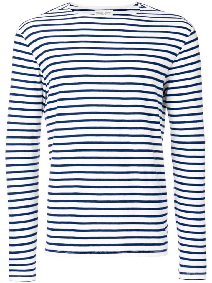 Officine Generale Striped Longsleeved T-shirt - White