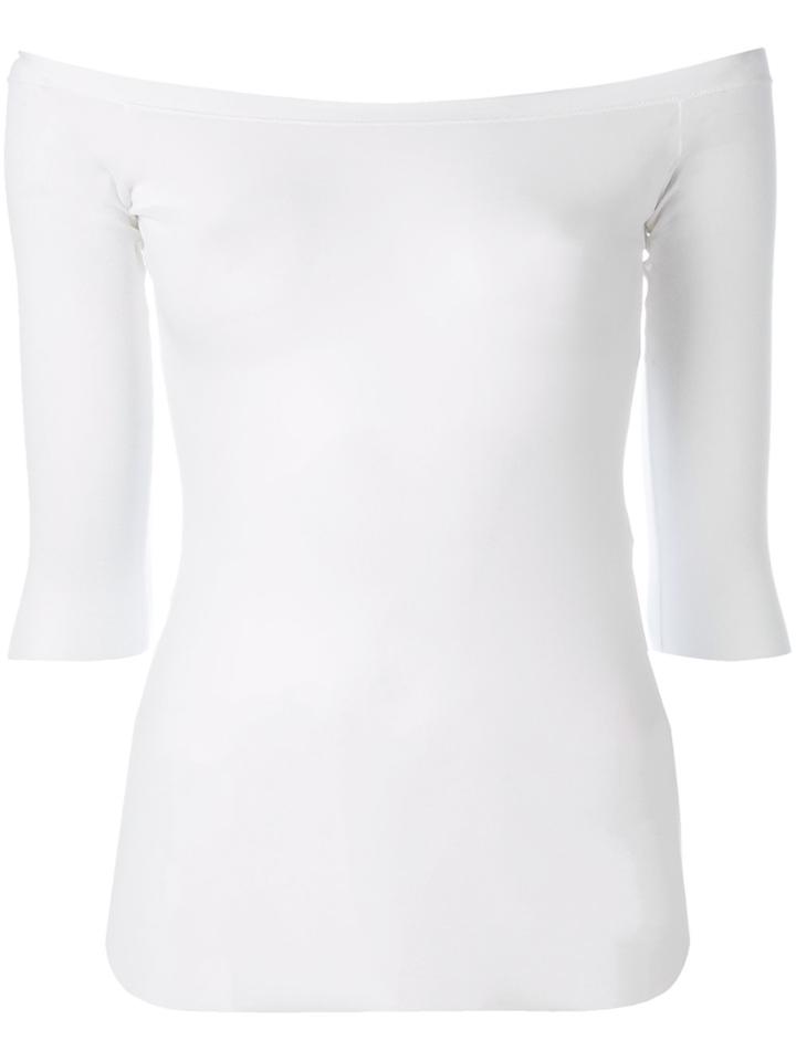 D.exterior Sheer Off-shoulder Top - White