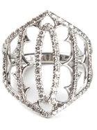 Loree Rodkin White Gold And Grey Diamond Pavé Shield Ring - Metallic