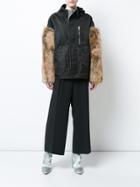 Sandy Liang Fur Sleeve Hooded Jacket - Black
