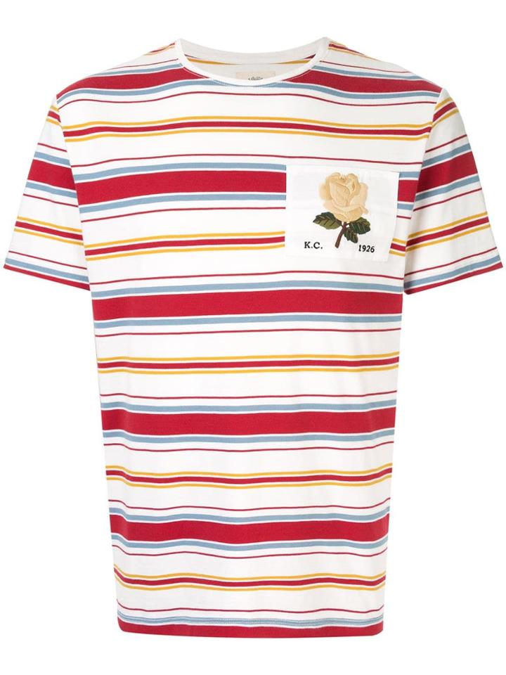 Kent & Curwen Rose Patch Striped T-shirt - White