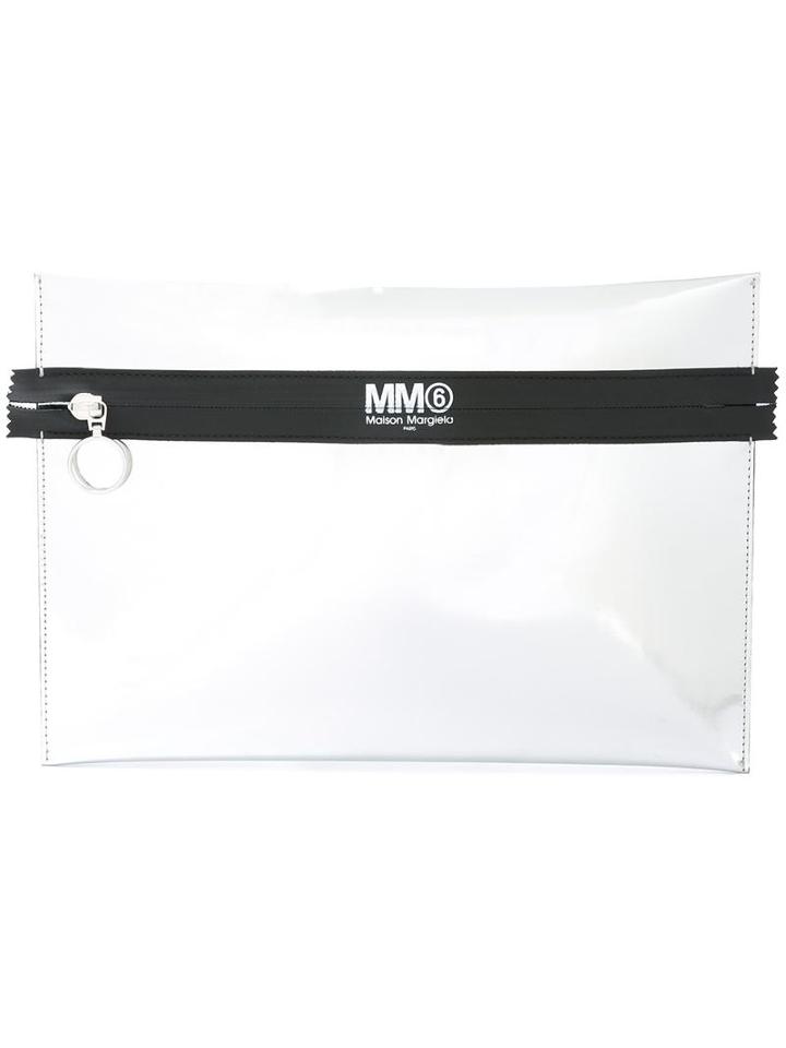 Mm6 Maison Margiela Metallic (grey) Clutch Bag, Women's, Polyester/polyurethane