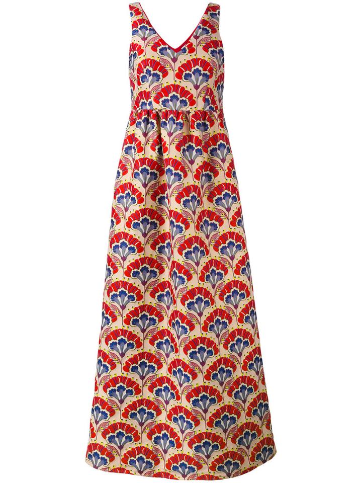 P.a.r.o.s.h. - Floral Maxi Dress - Women - Polyamide/polyester/acetate/viscose - Xs, Pink/purple, Polyamide/polyester/acetate/viscose