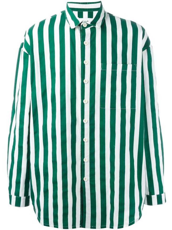 Sunnei Striped Shirt, Men's, Size: Large, Green, Cotton