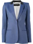 Barbara Bui Leather Peaked Lapel Blazer, Women's, Size: 40, Blue, Viscose/wool/lamb Skin