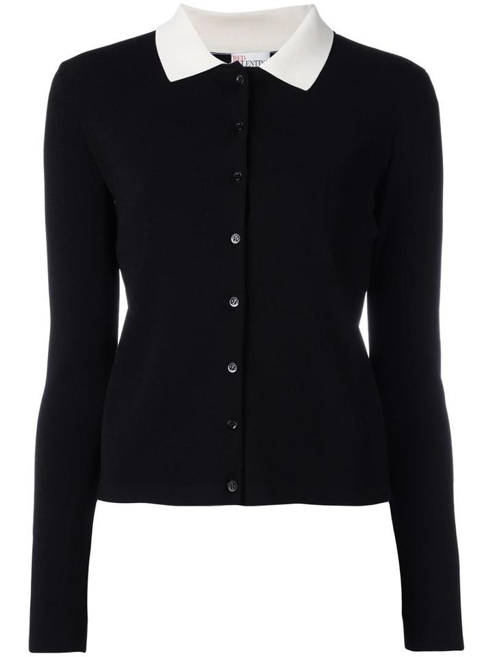 Red Valentino Classic Collar Cardigan, Women's, Size: Large, Black, Polyamide/viscose