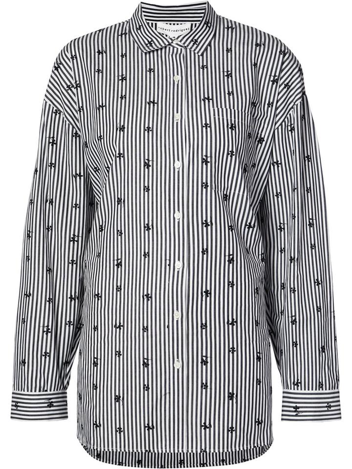 Robert Rodriguez Printed Stripe Shirt, Women's, Size: Xs, Black, Cotton